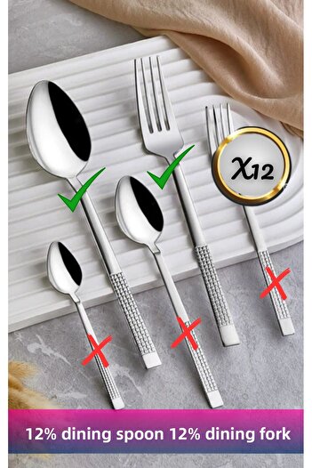 VENETTO Work Fork Spoon Set (12 Eat Spoon + 12 Eat Fork)