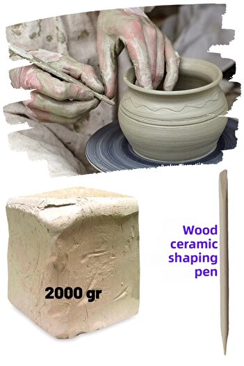 O&S Oyun ve Sanat Eğlen-Üret Ceramic Dough White and Purple Shaping Pen, Natural Clay 2000 gr 2 Kg