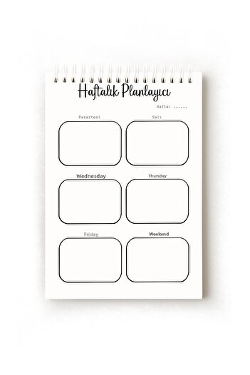 Handeto Kraft Simple Minimalist Turkish Weekly Planner, Weekly Planner, A5 Planner, Spiral Planner, Ring Binder