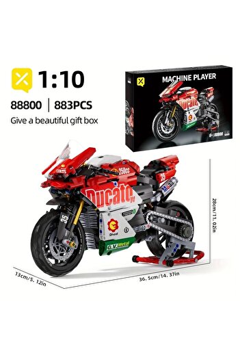 BUILDING BLOCK Ducato Motorcycle V4 Building Block 883 Pieces 1:10 Easy Installation and Use, Birthday Gift Toy Ç