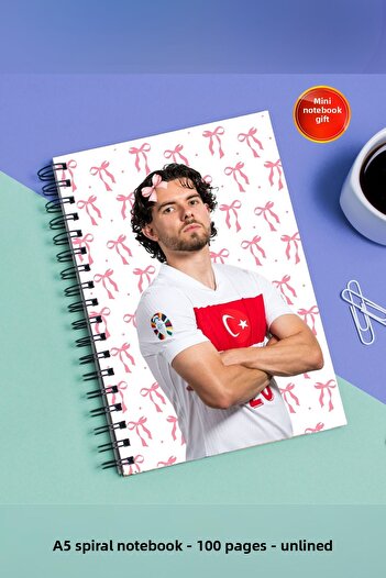 SevindirenŞeyler Ferdi Kadıoglu Ribbon A5 Metal Spiral Unlined Cardboard Cover Planner Notebook