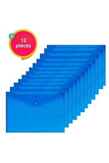 Noki Blue Document Envelope with Snap Fasteners 12 Pieces