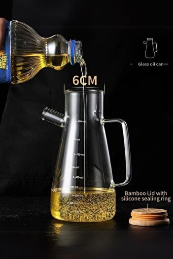 Heredot Mithra Life 2-Pack Bamboo Lid Borosilicate Glass - 900 ml Oil Pot Mit1071