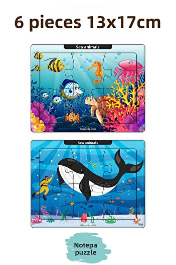 kutuTR Educational Wooden Puzzle Set - 6 Piece 13X17 Colorful Children's Education