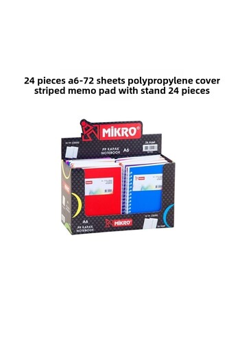 bayanflu 24 Pieces A6-72 Sheets Polypropylene Cover Striped Notepad with Stand