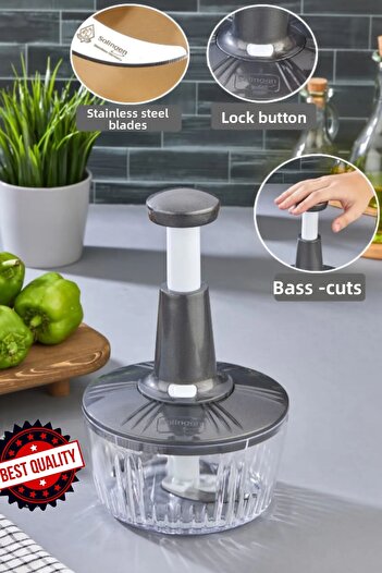 WWSHOP Solingen 3-Pack Stainless Steel Blades - Anthracite/Grey Handheld Rondosu Bass Cut Vegetable Fruit Chopper