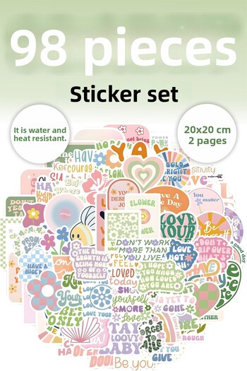 Grafikup Σετ Αυτοκόλλητων 98 Τεμαχίων - Reading Bullet Journal Scrapbook Ατζέντα Laptop Τηλέφωνο Sticker