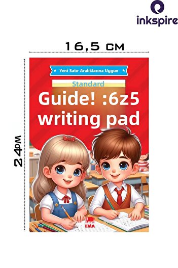 inkspire Noua tablă de cursuri Frumos de scris 16,5x24 cm 24 coli 5 buc. Ghid standard Bloc de scris cu rigle