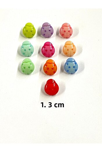 karantuhafiye Baby Button / Ladybug Model 1 / 10 Pieces / Fuchsia