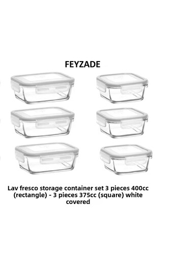 LAV Feyzade Fresco Storage Container Set 3 Pieces 400Cc (Rectangular) and 3 Pieces 375Cc (Square)