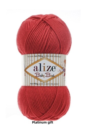 Alize ( 5 Pieces ) Baby Best 56 Red Hand Knitted Threads Vest Cardigan Scarf Sweater Yarn Booties Baby Thread