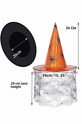 Parti dolabı Halloween Halloween Witch Hat Orange Black Spider Web Pattern Tulle Party Witch Hat 34cm