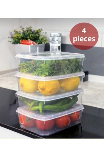 VİZYON Refrigerator Organizer Set Refrigerator Organizer Storage Container Transparent Icebox Storage Container I