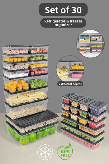 Meleni Home Set of 30 Anthracite Color Microwave Food Food and Organizer - Deep and Shallow Storage Container