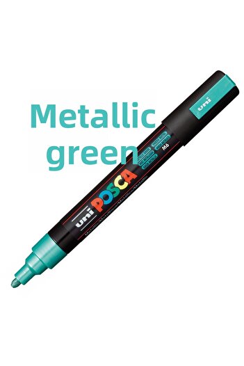 Uni Posca Metallic Green Marker - 5m (1.8-2.5mm) Pc5M Pc-5M
