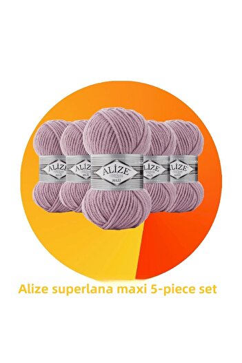 Alize Superlana Maxi Set of 5 Thick Hand Knitting Yarn 505 Ash Lilac