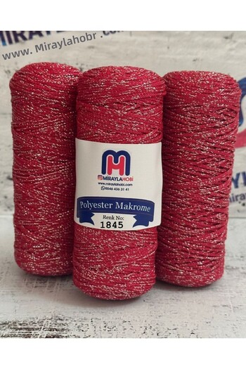 miraylahobi Glitter Polyester Macrame 100 Gr 1 Piece Sg 1845 Dark Red