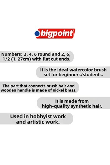 Bigpoint Σειρά 986 - Σετ 6 στρογγυλών και κομμένων βουρτσών με συνθετικές τρίχες