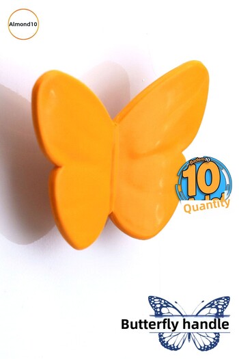 Badem10 Plastic Butterfly Orange 10 Pcs Kids Room Girls Boys Wardrobe Furniture Kitchen Drawer Handle Pull Handle