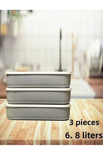 Bayev 6.8 Liter Gray Storage Container - 3 Pieces Crisper Food and Toy Box Kindergarten Activity