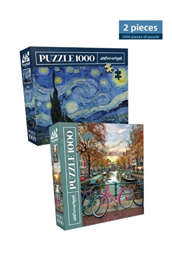 Neverland 2 Pieces 1000 Piece Puzzle - Starry Amsterdam Night Design