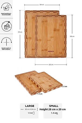 Karaca Gazel 2-Piece Bamboo Cutting Board 28/33 Cm