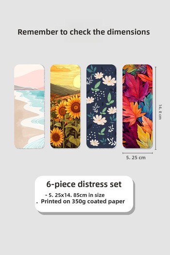 Eldesen Tasarım Bookmark Set, Flower Themed 6-Piece Bookmark Set, Size 5.25x14.85cm, Thin