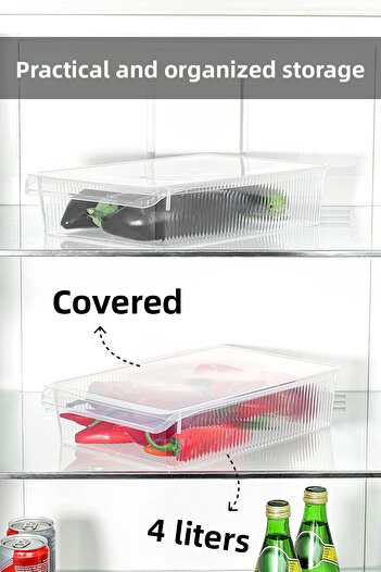 Meleni Home 2 Storage Containers with Lids - Organizer Organizer Fruit Vegetable Ration Container Storage Box 4 Liters