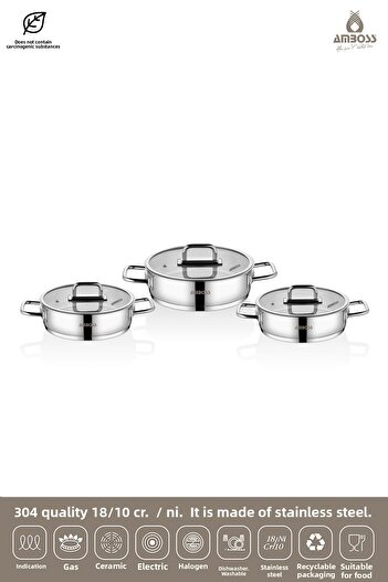 Amboss Nova 6 Piece Stainless Steel Glass Lid Saucepan Set