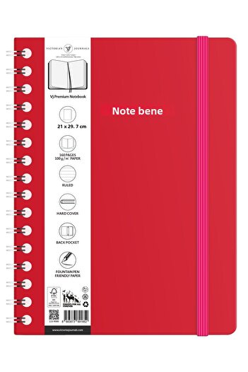 Victoria's Journals دفتر ملاحظات مميز بغطاء صلب حلزوني من Nota Bene، مقاس 21x29.7 سم، مخطط