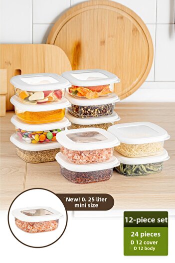Vienev 0.25 Lt White Lux Airtight 12-Piece Food and Spice Storage Set