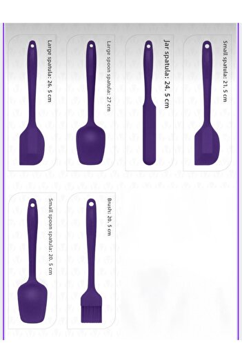 M Mimoza Park Heat Resistant Fireproof Non-Stick Silicone Spatula Set 6 Pieces Purple
