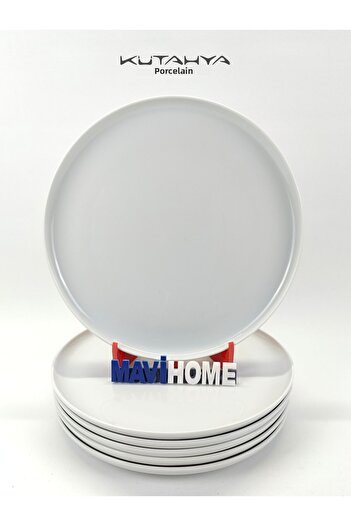 Kütahya Porselen Moderna Series 27 cm White Serving Plate Set of 6 (with Emblem)