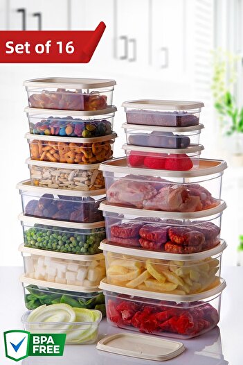 Nandy Home Easybox Set of 16 - Multi-Purpose Storage Container Set for Microwave and Freezer
