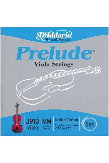 Daddario J910 mm Viola Tel Set, Prelude, Medium Scale (15"-16"), m Prelude Viola Set Medium