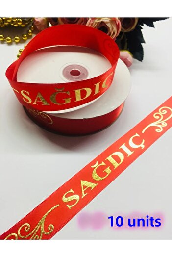 Sermet Süs Dünyası Red Small Hook and Ribbon Groomsmen Sleeve - 10 PCS Wedding Supplies