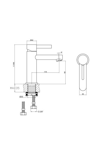 Fause Washbasin Faucet Lisio Black KLB121-B