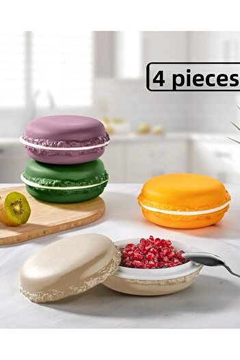 Bayev 4-Piece Macaron Storage Container Multi-Purpose Lunch Box Breakfast Cheese Olive Container