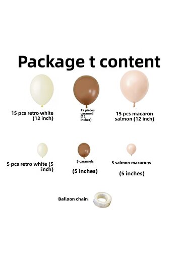 Organizasyon Pazarı Balloon Set Caramel-Retro White-Macaron Salmon Set of 60 Balloon Chain