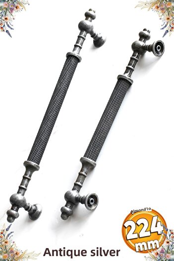 Badem10 Lemn de molid antic argintiu antic metal 224 mm mobilier bucătărie sertar dulap dulap mâner mâner
