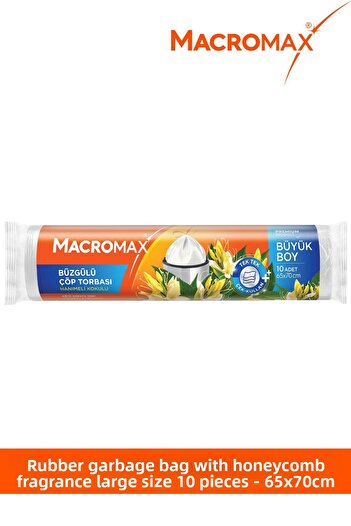 MACRO MAX Drawstring Garbage Bag Large Size (65X70Cm) 10 Pieces Super Economical Package with Honeysuckle Scent