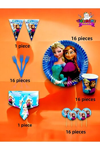 VibeHome Premium σετ με θέμα Frozen για 16 άτομα - πάρτι γενεθλίων και διασκεδαστικές εκδηλώσεις
