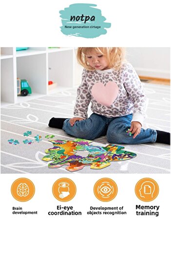 kutuTR Dinosaur Series 2 Wooden Puzzle - 49X30Cm Jigsaw Puzzle 258 Pieces for Ages 5 and Adults