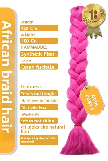 KONAK PERUK Fiber Synthetic Hair for African Braid Rasta and Box Braid - Light Fuchsia