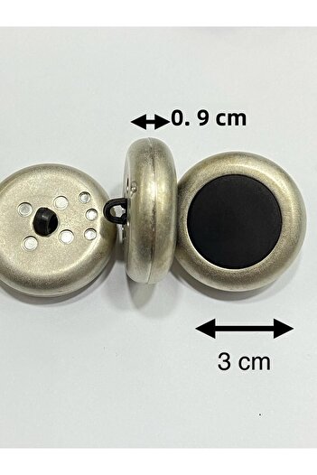 karantuhafiye Italian Button Set of 6 - Coat Fur Coat, Black Matte Silver 3 cm /M010