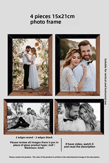 yhfoto 4 Pieces 15X21 A5 Mdf Photo Frame - Wooden and Black 2 Color Frame