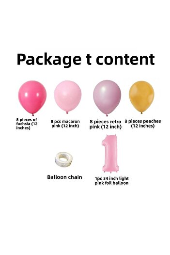 Organizasyon Pazarı Fuchsia and Pink Balloon Set - 1 34inch A.pembefolyobalon 30 Piece Chain