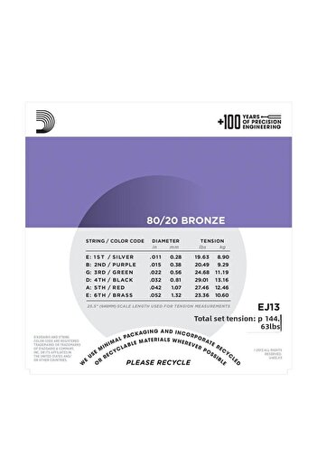 Daddario Ej13 Acoustic Guitar String Set