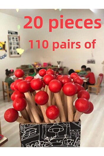 Flea Market Wooden Drumsticks, Wooden Rhythm Sticks (10 Pairs, 20 Pieces)