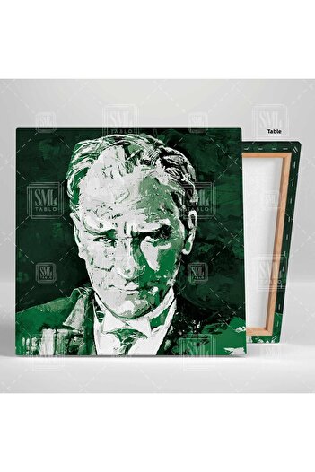 SML TABLO Mustafa Kemal Atatürk Verde Alb Bursaspor Pictură pătrată pe pânză